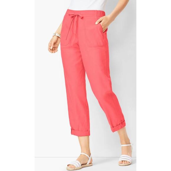 Talbots  Women's Drawstring Cuffed Pants Coral Relaxed Leg Size 10 - Picture 1 of 8